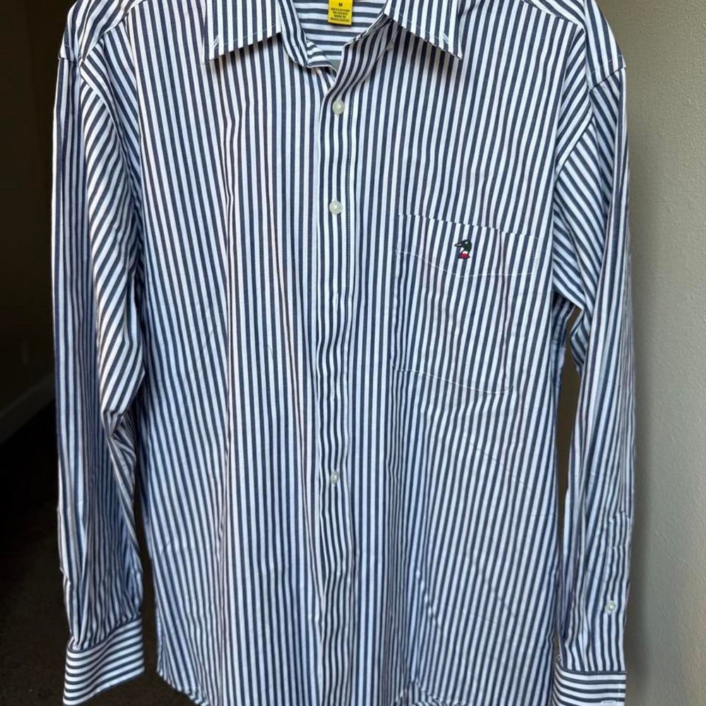 Duck Head Navy White Performance Poplin Button Down Size M
